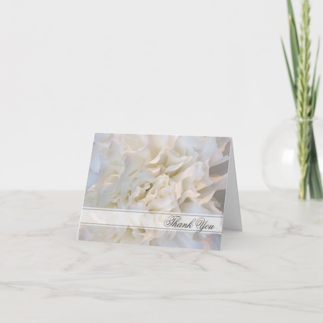 White Carnation Floral Thank You Card (Front)