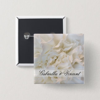 White Carnation Floral Wedding 15 Cm Square Badge