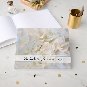 White Carnation Floral Wedding Guest Book
