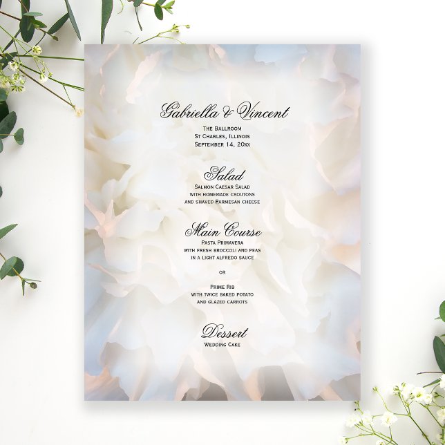 White Carnation Floral Wedding Menu (Creator Uploaded)