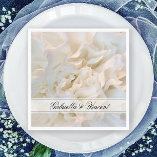 White Carnation Floral Wedding Napkin