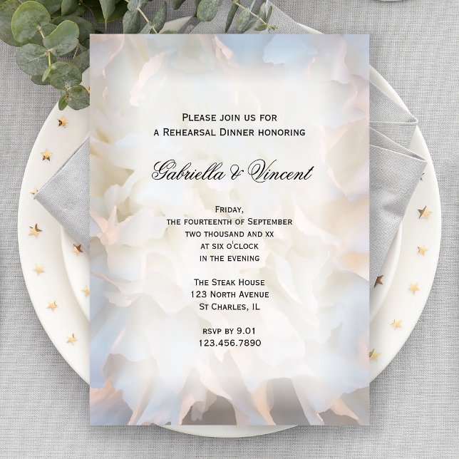 White Carnation Floral Wedding Rehearsal Dinner Invitation (Creator Uploaded)