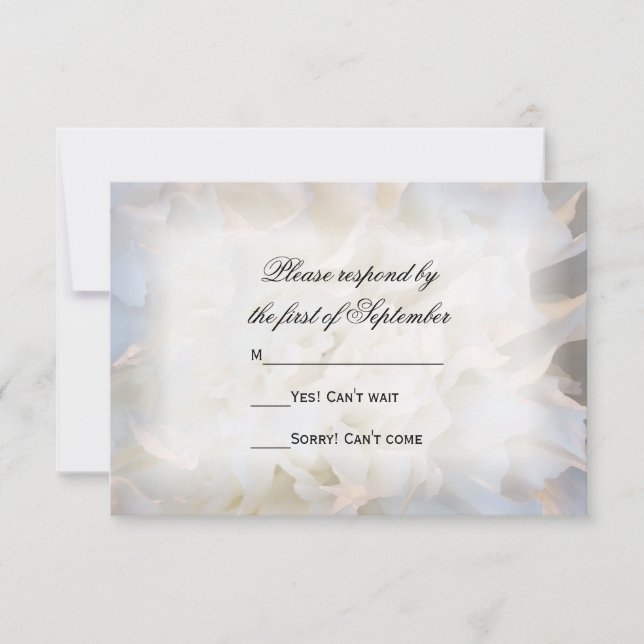 White Carnation Floral Wedding RSVP Response Card (Front)