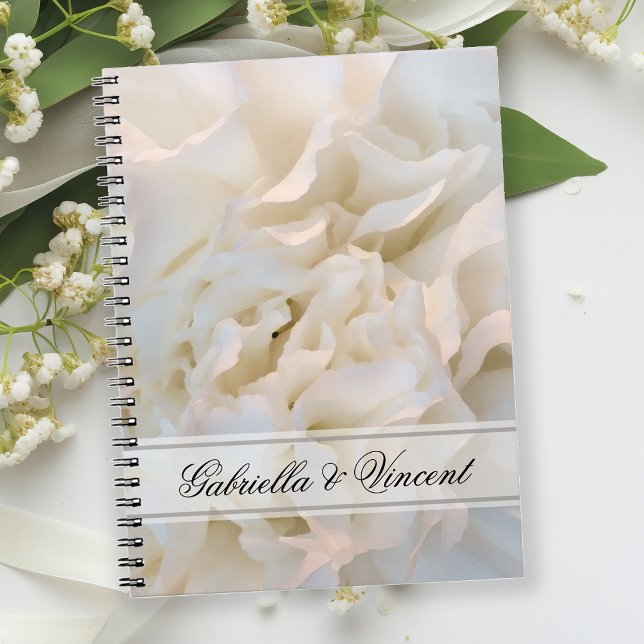 White Carnation Floral Wedding Spiral Notebook (Creator Uploaded)