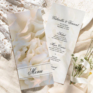 White Carnation Flower Wedding Menu