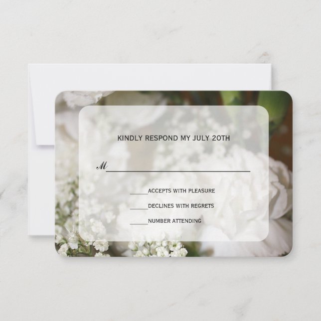 White Carnations & Baby's Breath RSVP (Front)