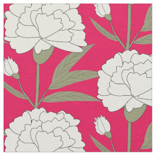 White Carnations Fabric