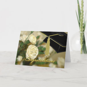 White Carnations Graduation Card