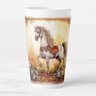 White Carousel Horse Latte Mug