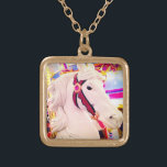 White carousel merry-go-round horse photo colourfu gold plated necklace<br><div class="desc">You can almost feel the oom-pa-pa music, crashing symbols, and the up & down and round & round movement of the merry-go-round every time you wear this stunning, colourful photography charm necklace. This necklace comes in small, medium and large sizes, as well as both square and circle shapes. You can...</div>