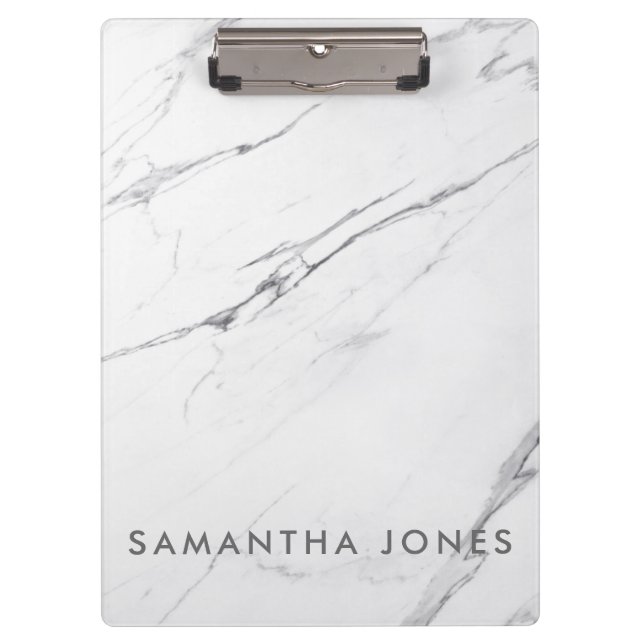 White Carrara Marble Classic Modern Clipboard (Front)