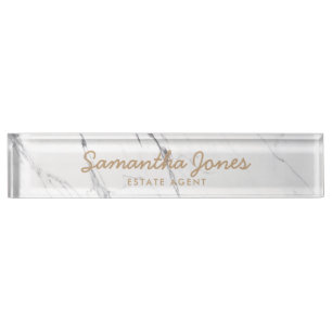 White Carrara Marble Classic Personalised Nameplate