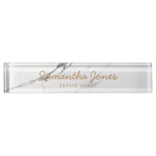 White Carrara Marble Classic Personalised Nameplate