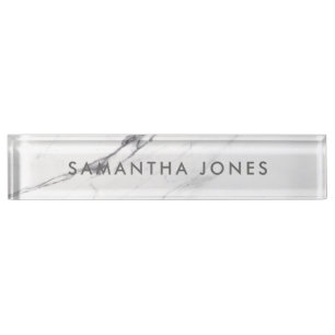 White Carrara Marble Classic Personalised Nameplate