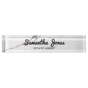 White Carrara Marble Classic Personalised Nameplate