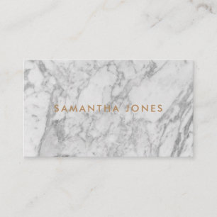 White Carrara Marble Gold Classic Personalised Business Card