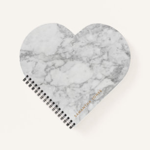 White Carrara Marble Gold Classic Personalised Notebook