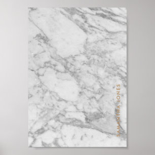 White Carrara Marble Gold Classic Personalised Poster