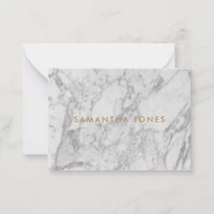 White Carrara Marble Gold Classic Personalized Card