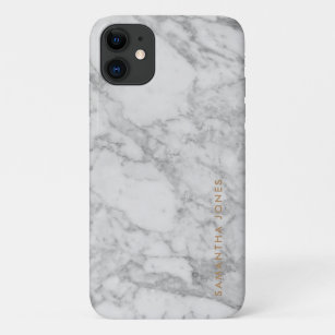 White Carrara Marble Gold Classic Personalized Case-Mate iPhone Case