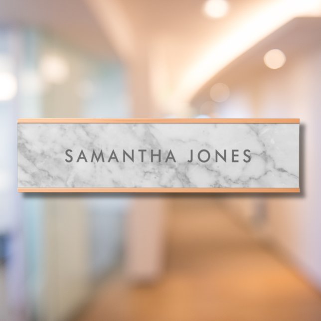 White Carrara Marble Gold Classic Personalized Door Sign (White Carrara Marble Gold Classic Personalised Door Sign)