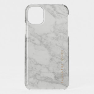 White Carrara Marble Gold Classic Personalized iPhone 11 Case