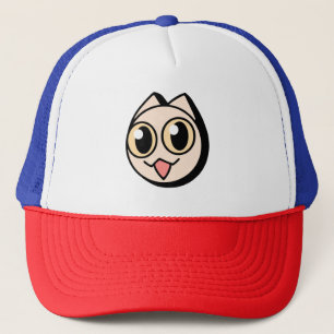 White Cartoon Cat Trucker Hat