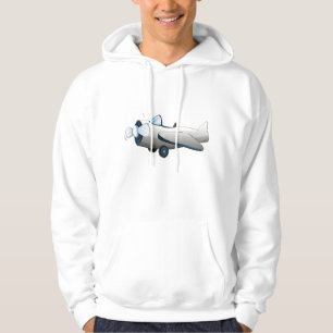 White Cartoon Propeller Plane Retro Style Vintage Hoodie