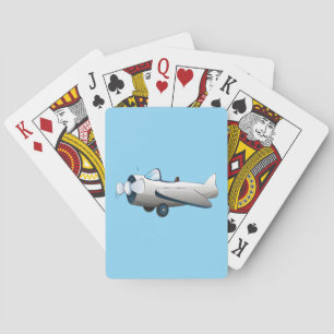 White Cartoon Propeller Plane Retro Style Vintage Playing Cards