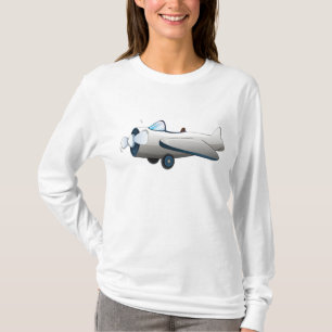 White Cartoon Propeller Plane Retro Style Vintage T-Shirt