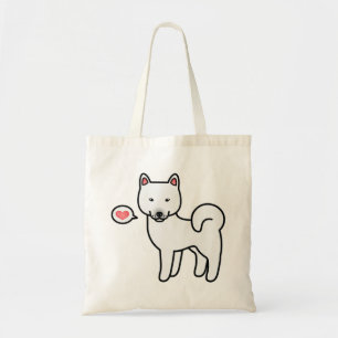 White Cartoon Shiba Inu With A Heart Tote Bag
