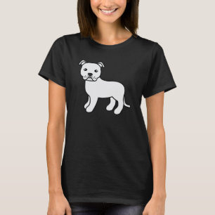 White Cartoon Staffordshire Bull Terrier T-Shirt