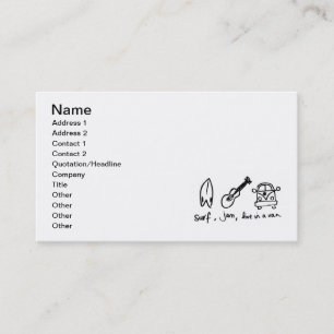 WHITE CARTOON SURFERS SURF JAM LIVE VAN MOTTO FUN BUSINESS CARD
