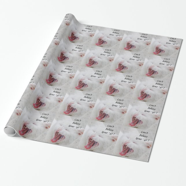 White cat, 40th birthday, gift wrap. wrapping paper (Unrolled)