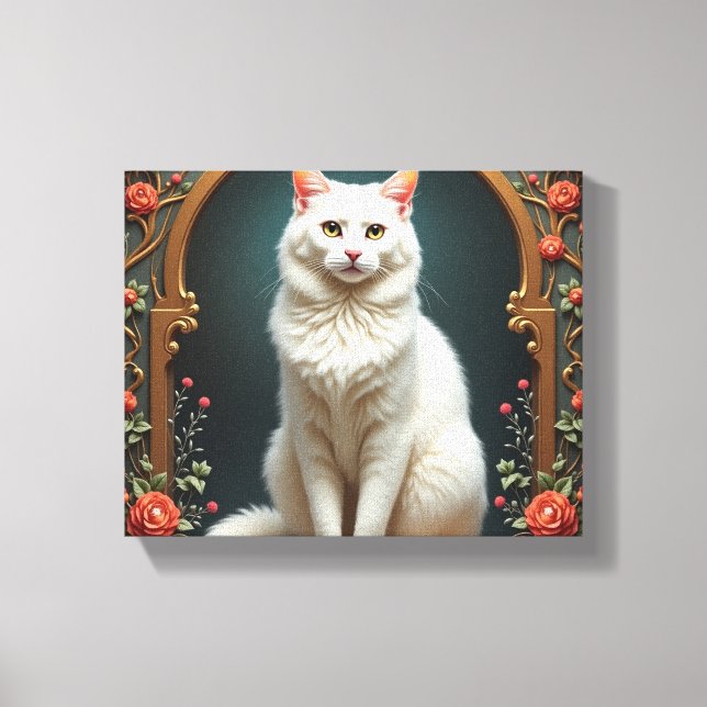 White Cat 5D Diamond Painting Kit  Canvas Print (Front)
