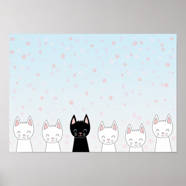 White cat and black cat poster (Front)