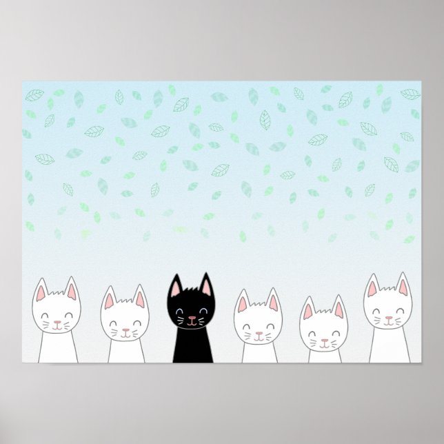 White cat and black cat poster (Front)