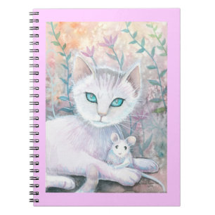 White Cat and Mouse Notebook