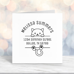White Cat Arch Address 2 Self-inking Stamp