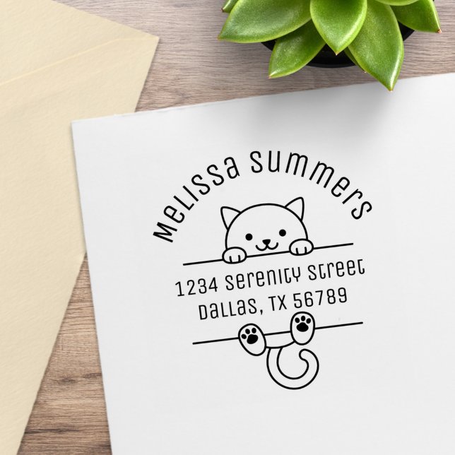 White Cat Arch Address Rubber Stamp (Creator Uploaded)