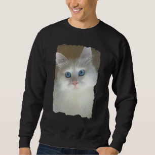 White Cat Artwear Cute Kitty Cats Mom And Cat Dad Sweatshirt