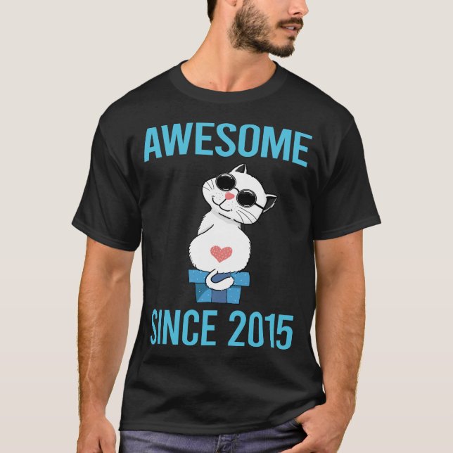 White Cat - Awesome Since 2015 T-Shirt (Front)