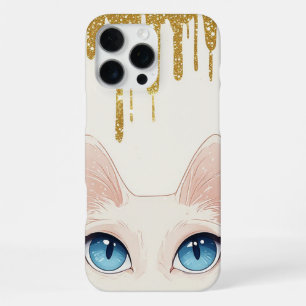 White Cat Blue Eyes Minimalist Modern Portrait iPhone 16 Pro Max Case