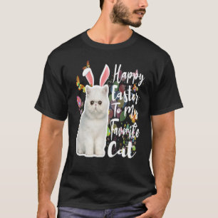 White Cat Bunny Ears Eggs Basket Easter Pet Easte T-Shirt