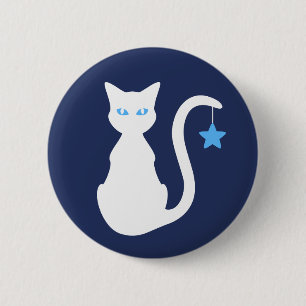 White Cat Button