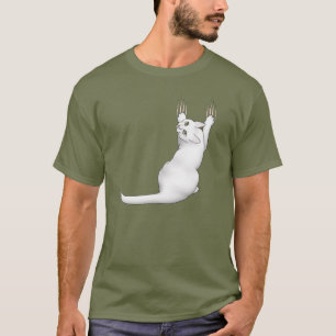 White Cat cartoon drawing scratching and tearing t T-Shirt