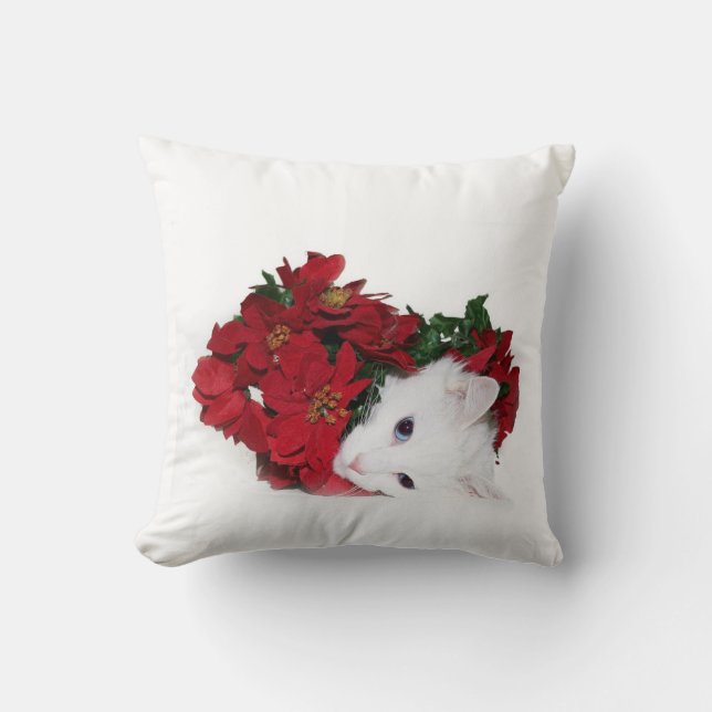 White cat Christmas Cushion (Front)
