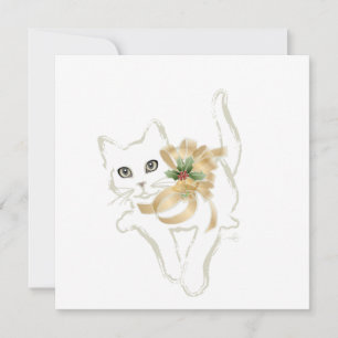 White Cat Christmas Holiday Card