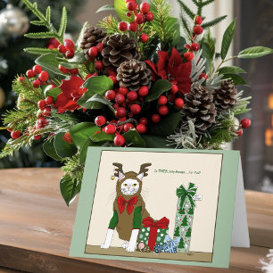 White Cat Christmas Jolly Funny Holiday Card