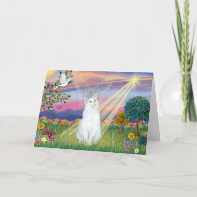 White Cat - Cloud Angel Card (Front)